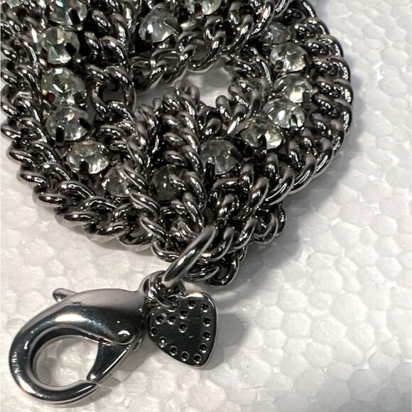 Chunky Bracelet Silver-tone Chains Rhinestones Biker Babe Stella And Dot Petra - Picture 6 of 11